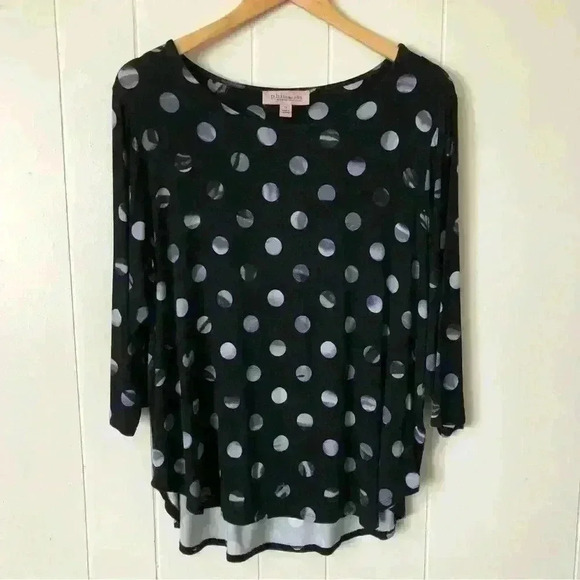 Philosophy 3/4 Sleeve Polka Dot Rayon Top Size 1X - Picture 1 of 7